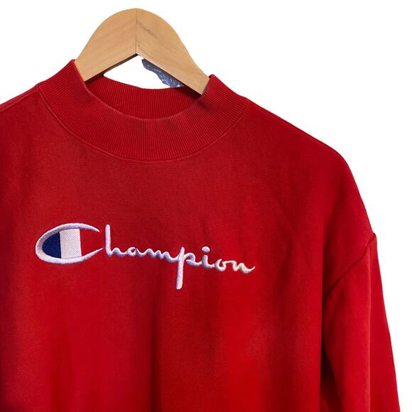 Champion Reverse Weave Sweatshirt Logo Crewneck Red Sz S - Picture 5 of 7